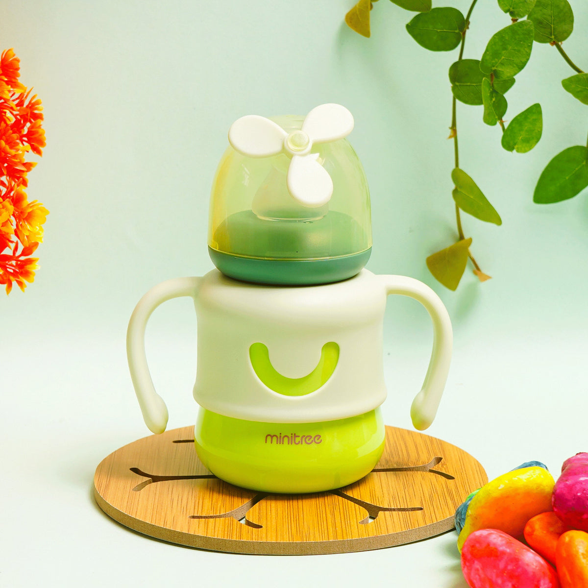 Baby Feeding Bottle Fan Green 150Ml Mt - Sunshine