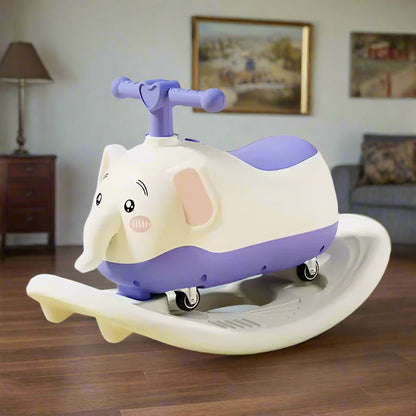 2-in-1 Cute Elephant Ride-On That Doubles as Rocker