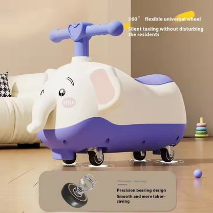 2-in-1 Cute Elephant Ride-On That Doubles as Rocker